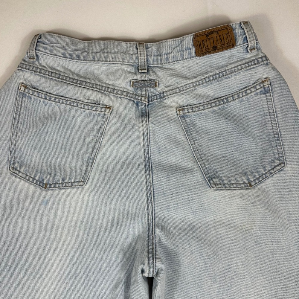 Brittania Vintage High Waisted Mom Jeans Light Wash Tapered Petite 12x28 Cotton - Picture 8 of 8